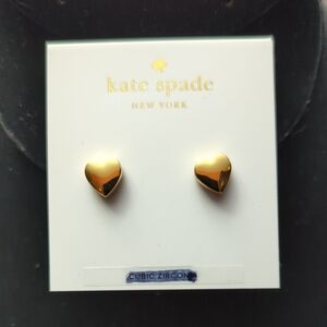 NWOT (#59) Kate Spade Solid, Gold-Toned, Heart Stud Earrings